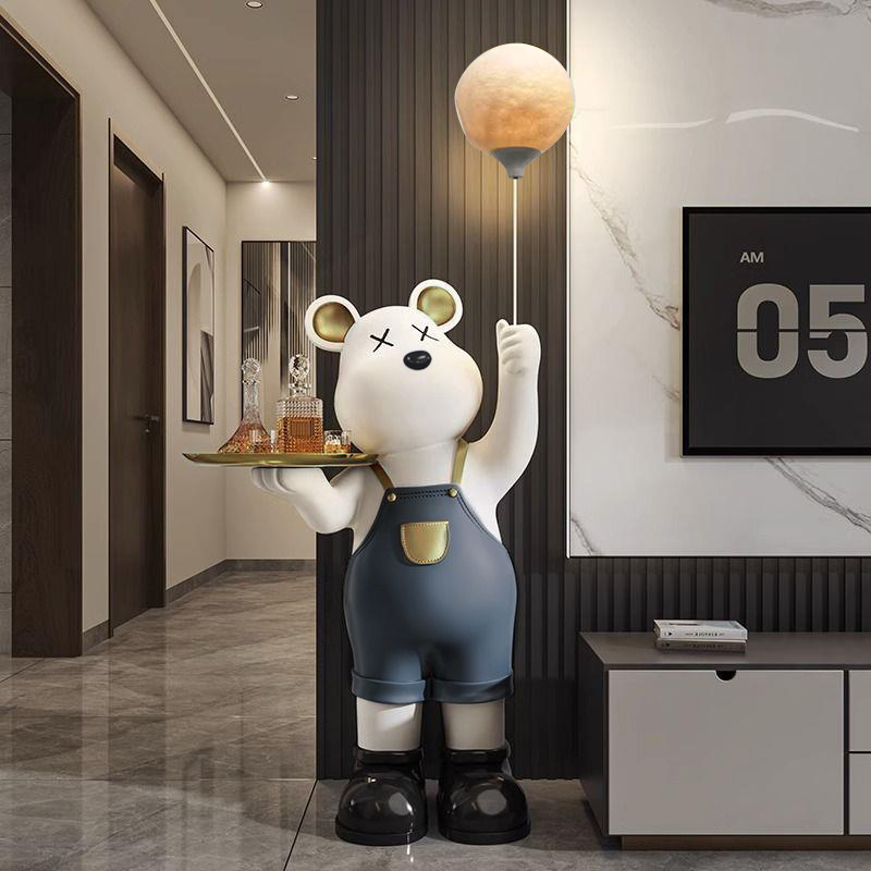 大型轻奢落地摆件托盘熊客厅装饰品高档乔迁新居礼物托盘熊52150