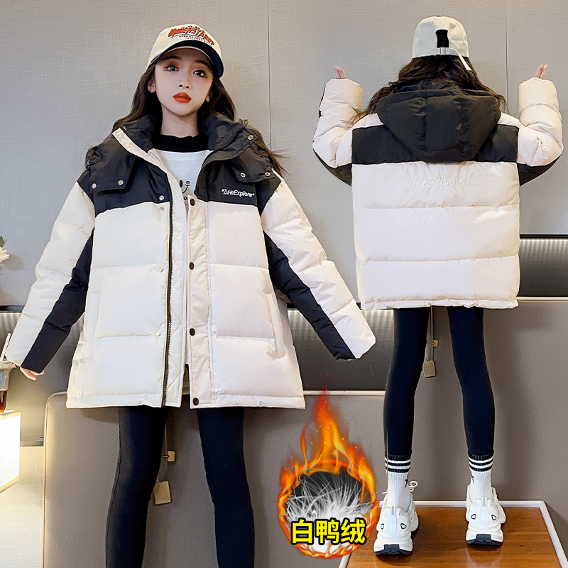童中长款羽绒服加厚过膝儿童恒温外套2023新款冬装孩童装