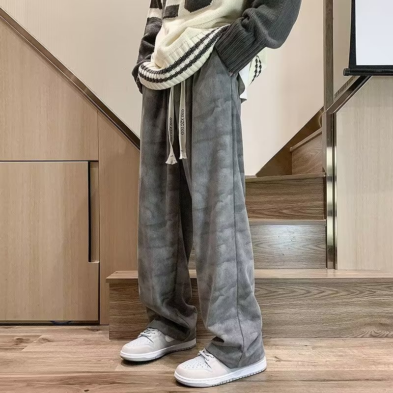 灯芯绒cityboy扎染卫裤美式高街oversize直筒阔腿裤男高级感秋裤