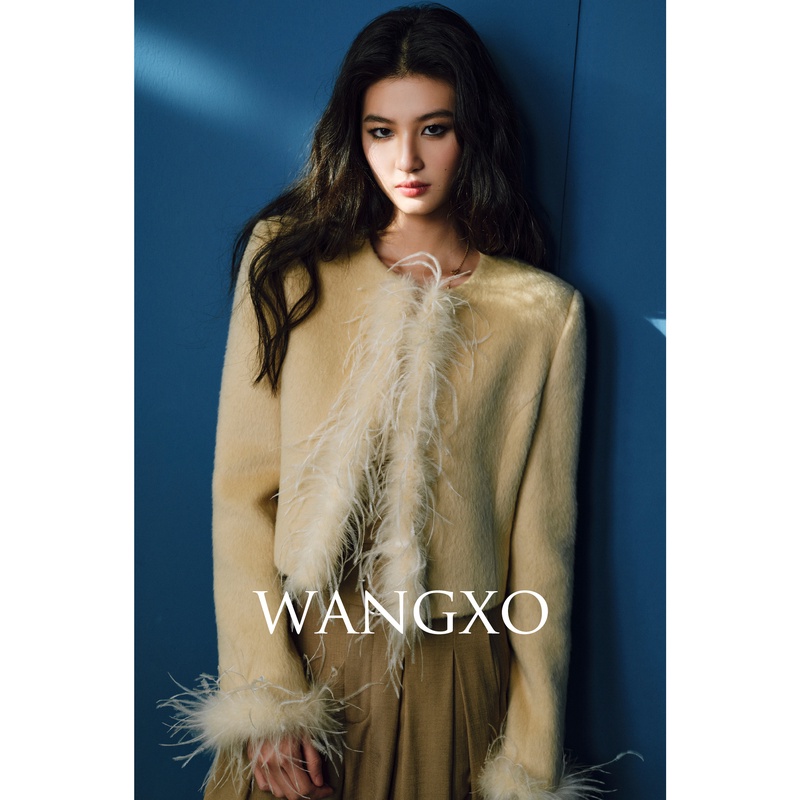 WANGXO 秘鲁baby苏力羊驼毛大衣短外套 243856W