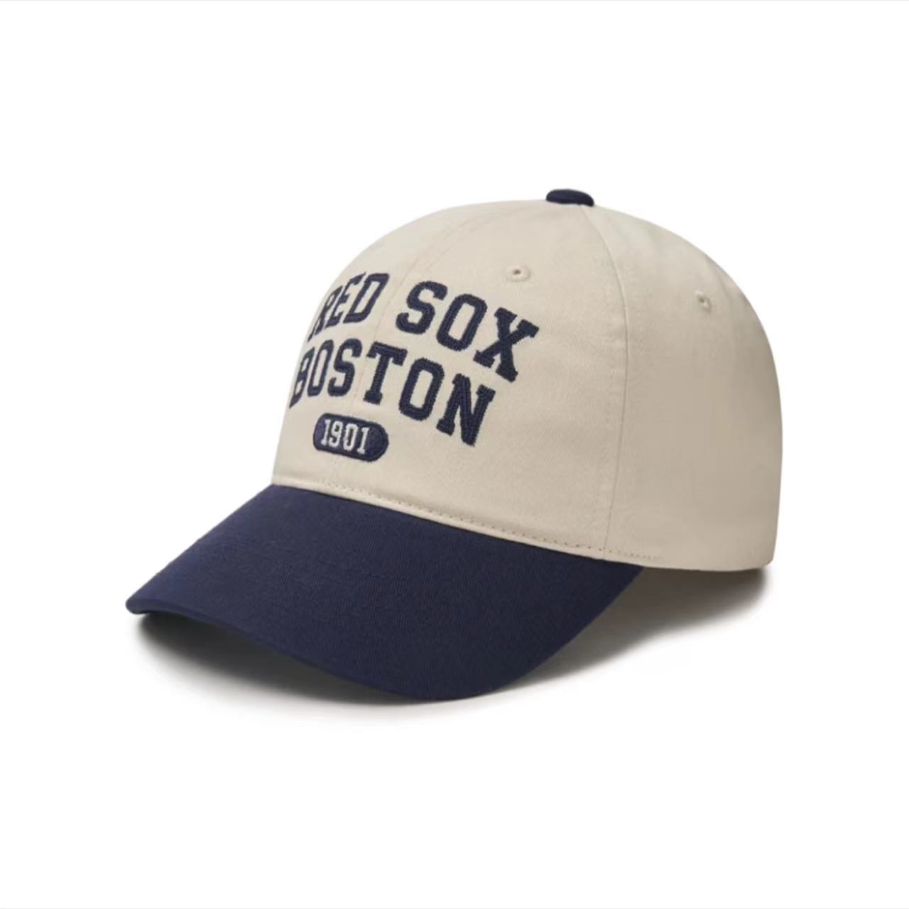 春季新款MLB帽子双拼色字母刺绣软顶棒球帽NY遮阳防晒鸭舌帽