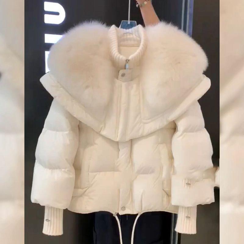 2023爆款小香风高端轻薄短款小个子毛毛领白色羽绒服外套女秋冬季