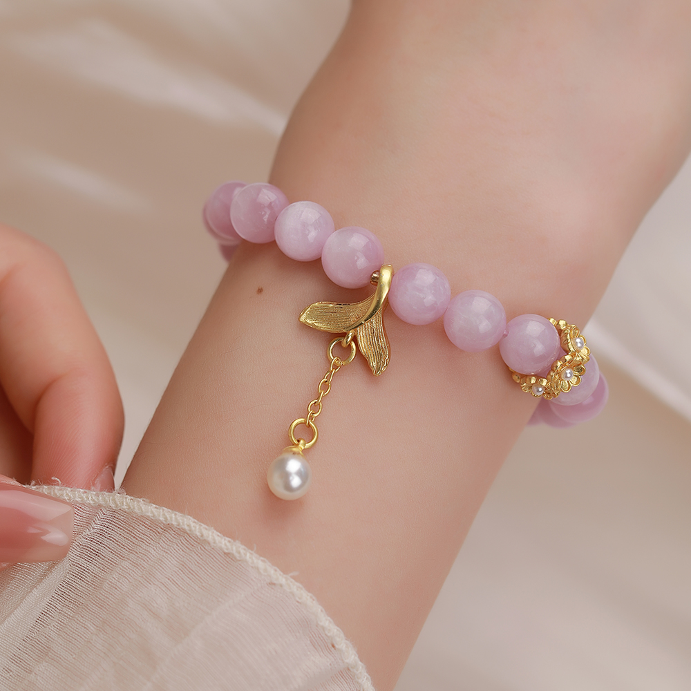 千万亿珠宝紫锂辉石手串搭配鱼尾吊坠清新轻奢气质甜美紫色A30