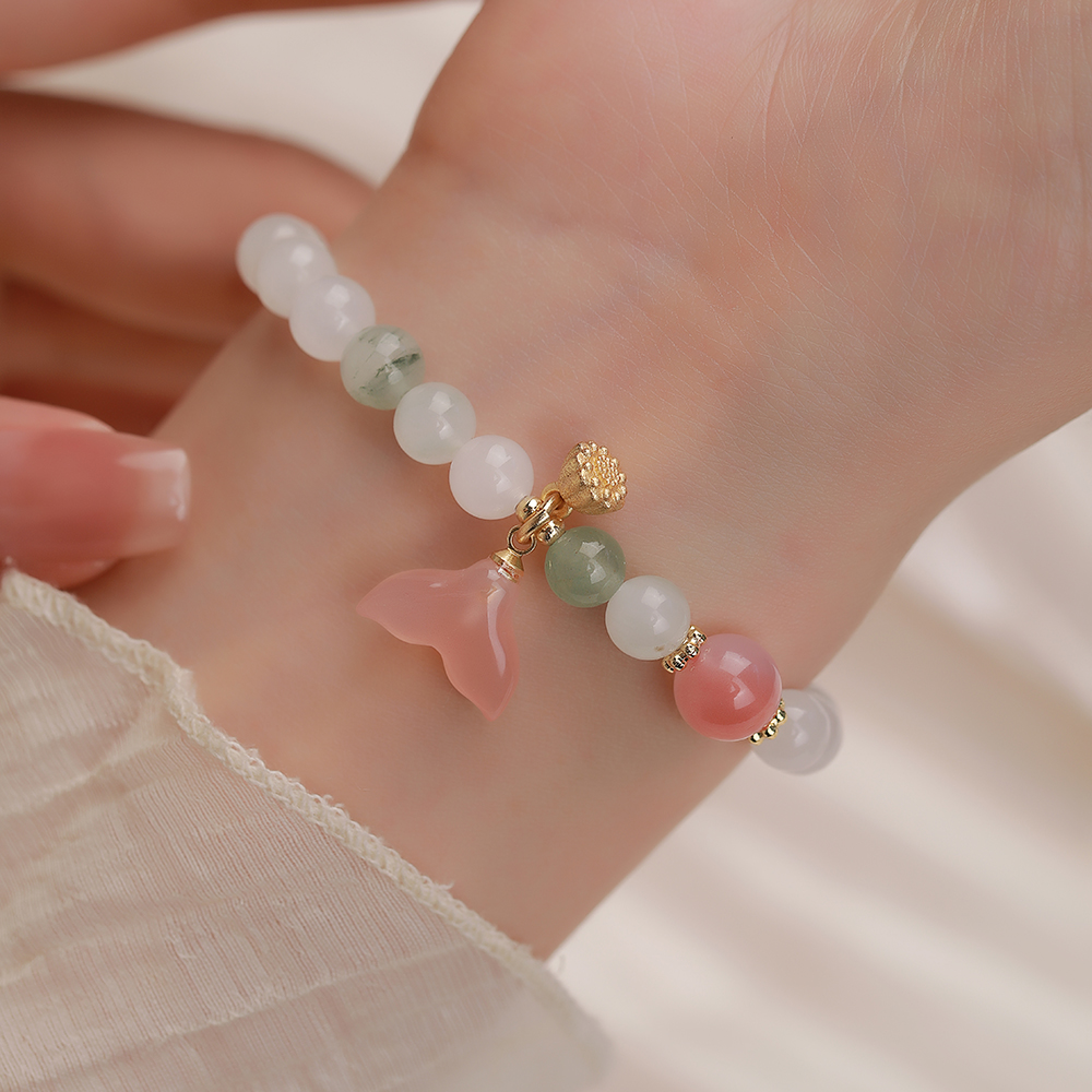 千万亿珠宝天山翠手串搭配玛瑙鱼尾古风清新轻奢多样性发一A39