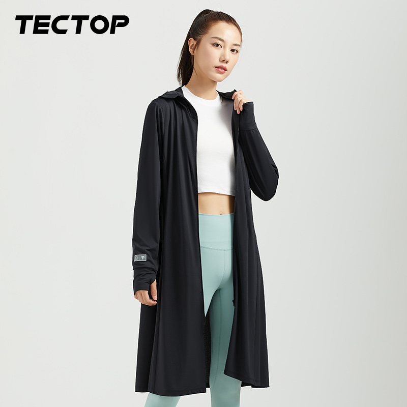TECTOP/探拓长款防晒衣女款外穿防晒衣套装大码冰感中长款防晒衣