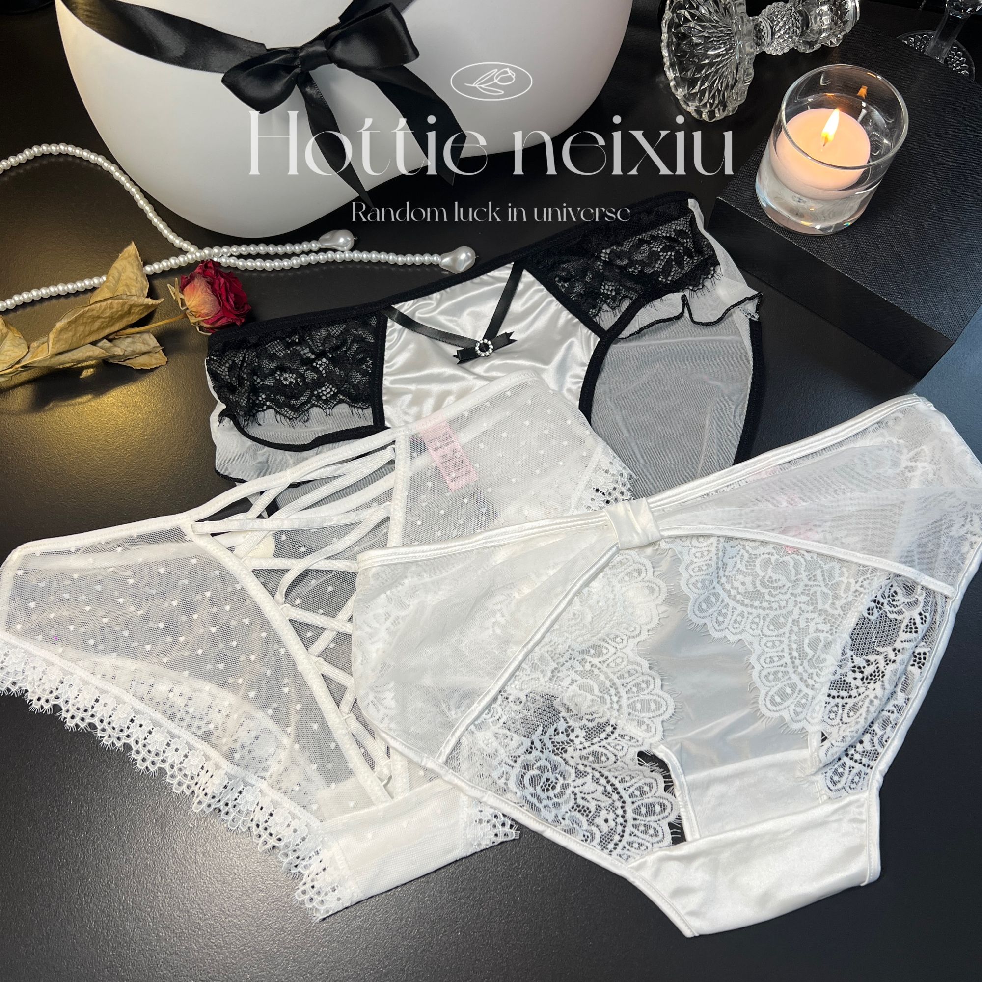 ”甜梦私语“ 性感镂空缎面时尚女士内裤蕾丝组合