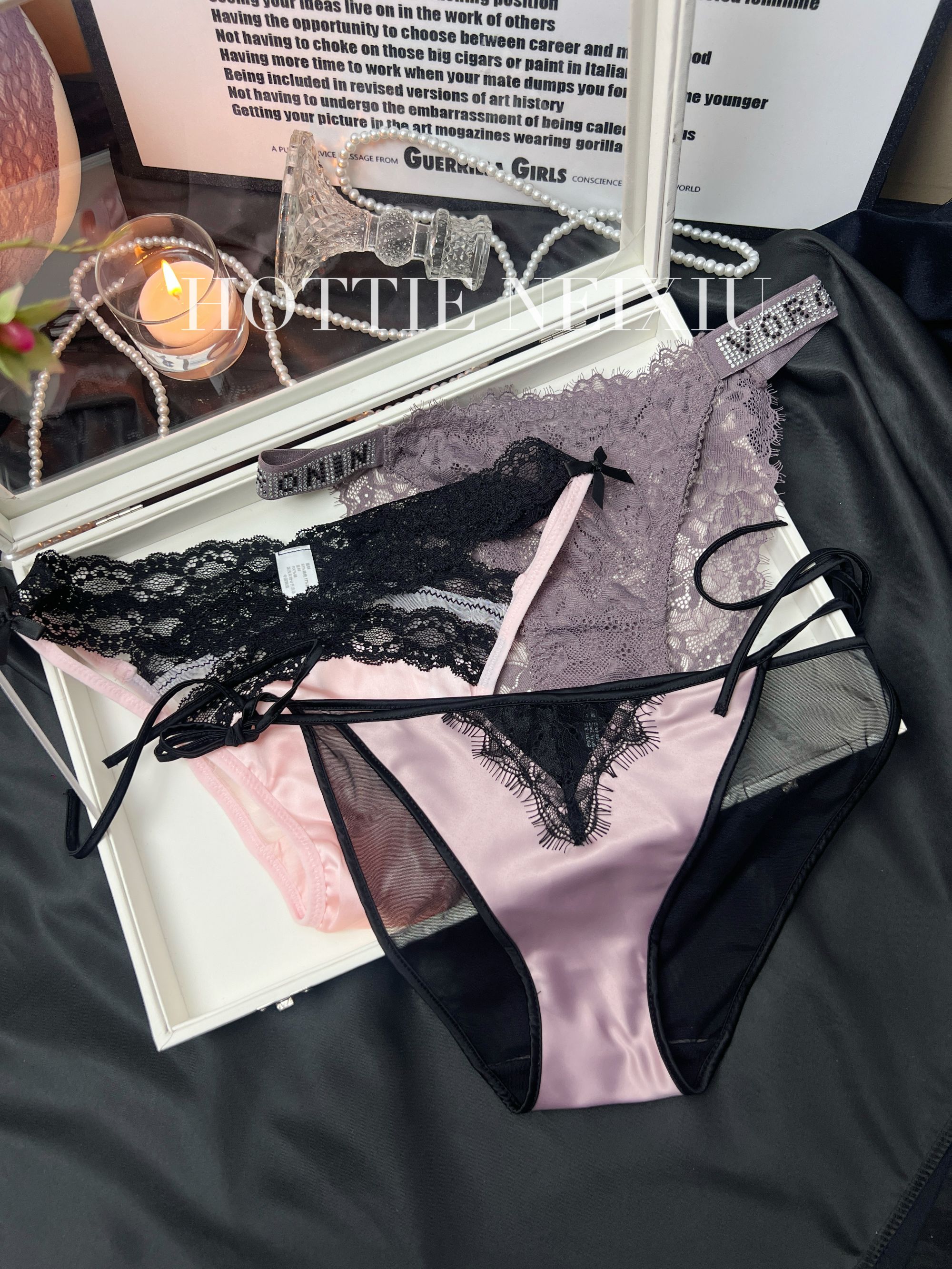 “幻紫秘境” 法式性感蕾丝组合女士内裤