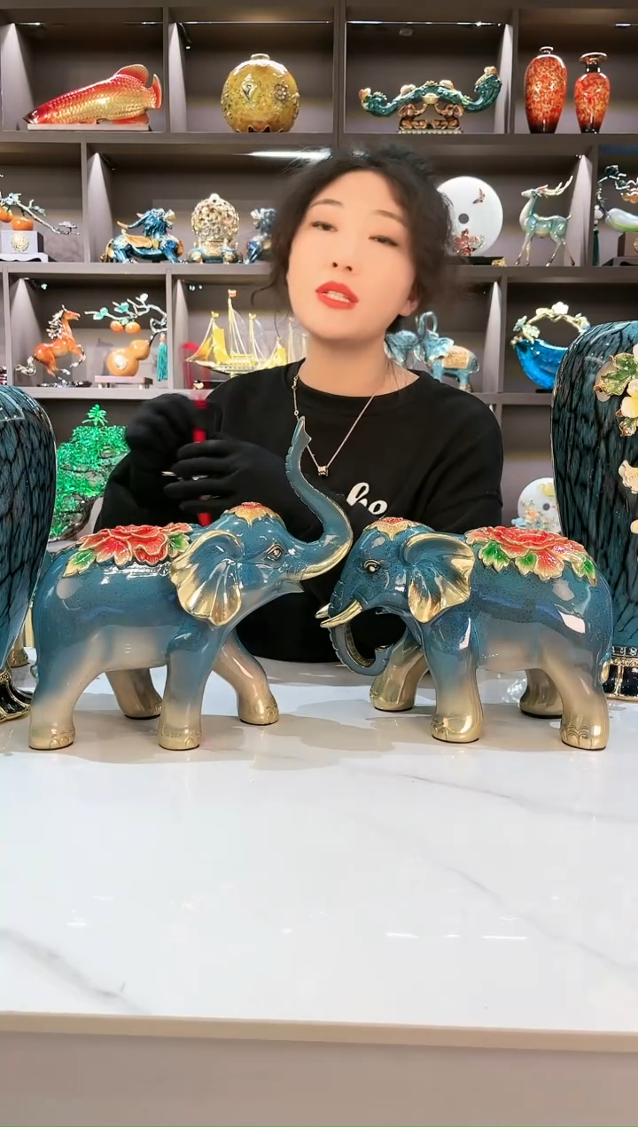 【闪购商品】书法大号牡丹象一对