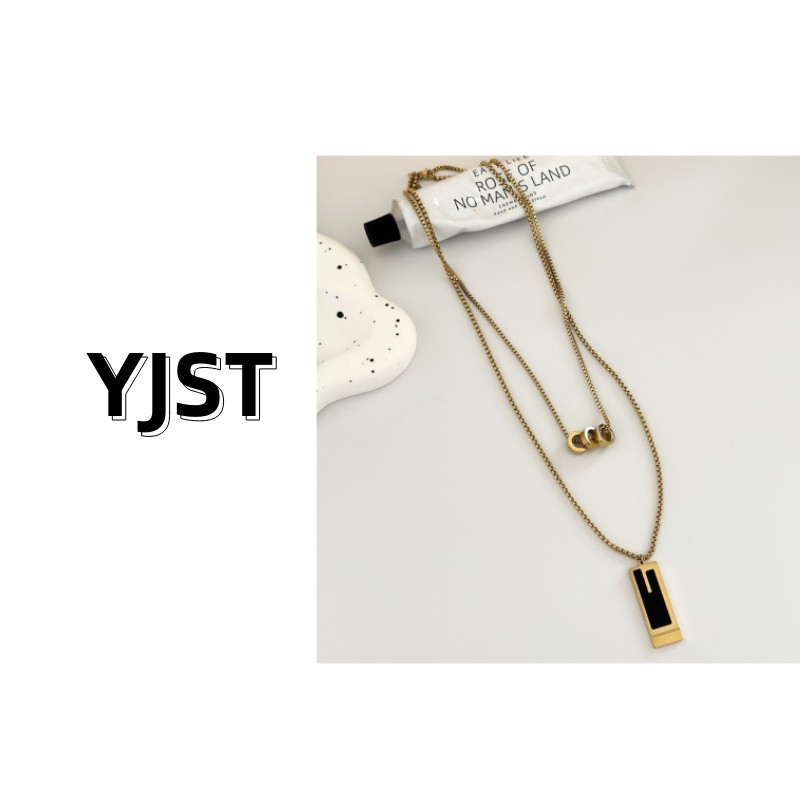 钛钢珐琅项链 秋冬新款欧美双层叠戴毛衣链高级感百搭配饰潮流