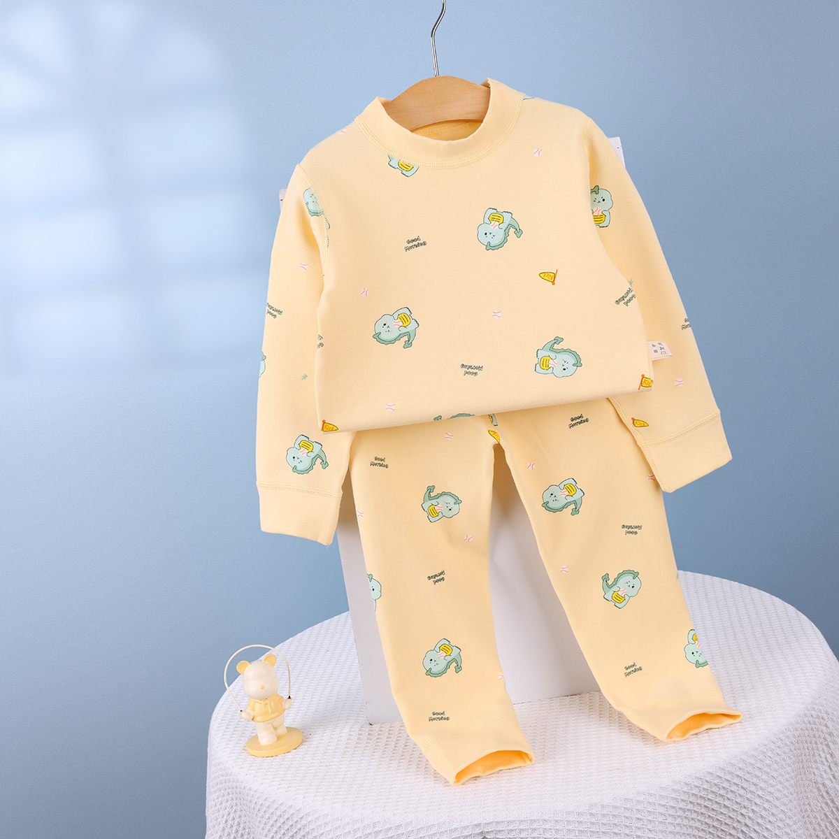 保暖吸汗家居服套装女童睡衣男童秋冬女宝打底全棉加厚
