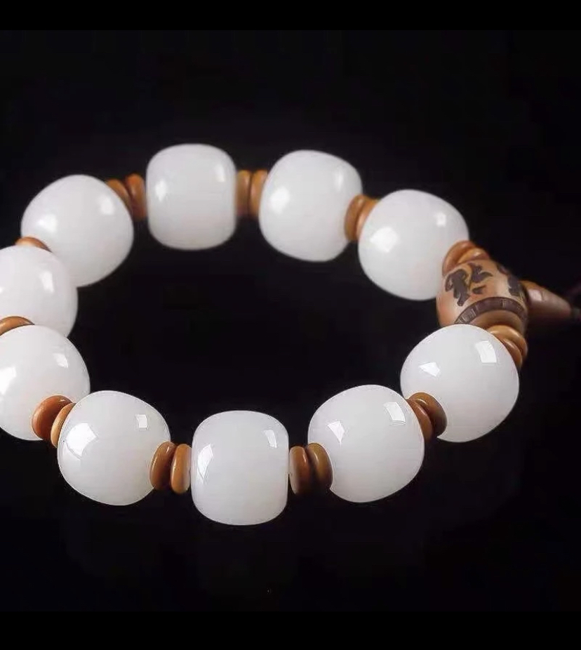 新疆老坑戈壁料金丝玉老型珠手串男