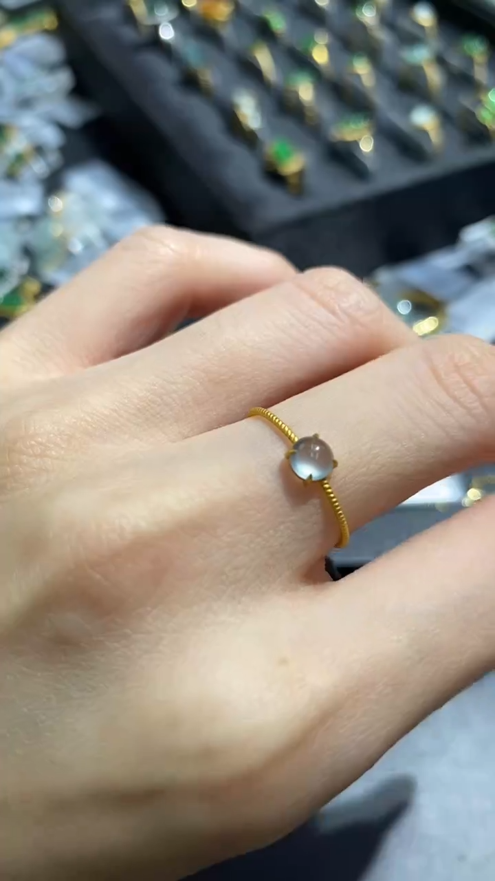 【闪购商品】翡翠戒指18K金镶嵌戒指