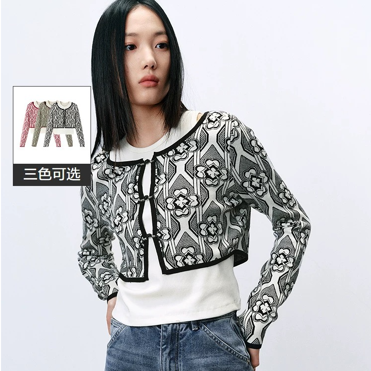 【商场同款】女装2024年春季新款两件式线套衫