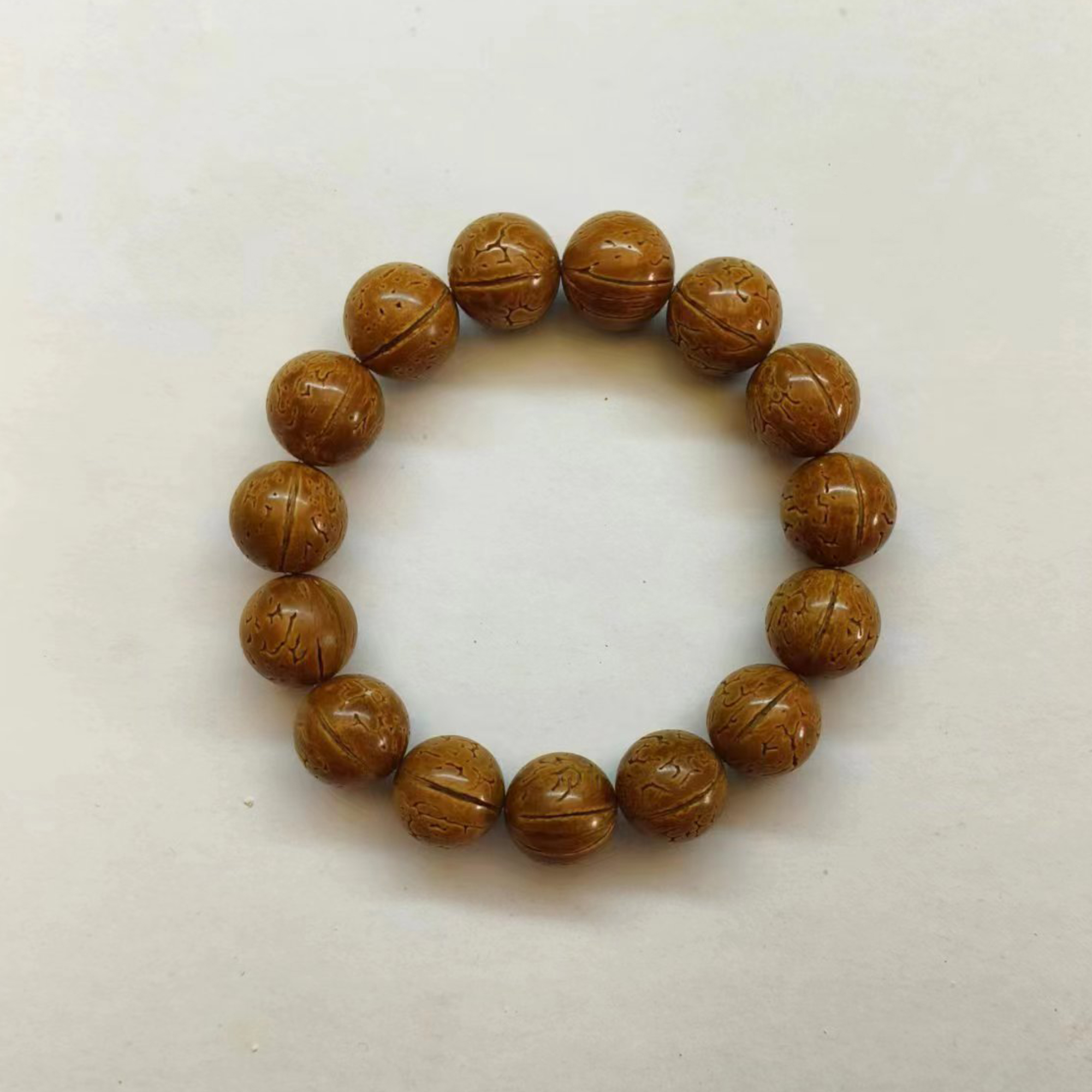 桃核光珠尺寸16mm颗数15东北火焰纹文玩手串