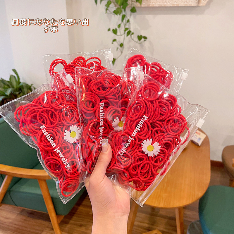 儿童新款小揪揪发圈皮筋女童头饰小女孩喜庆过年不伤发宝宝红头绳