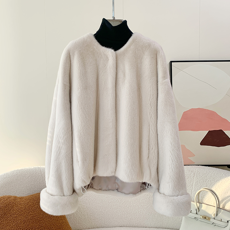  冬季整貂天鹅绒貂皮大衣简约年轻时尚款水貂皮草外套女58105