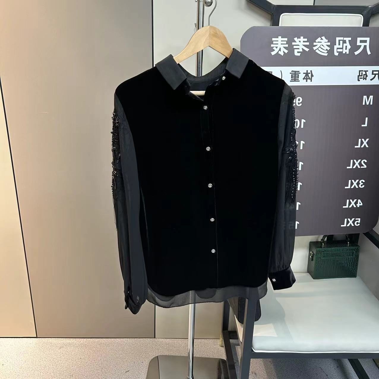 定制款丝绒小衫衬衫领两面穿高端大气有气质