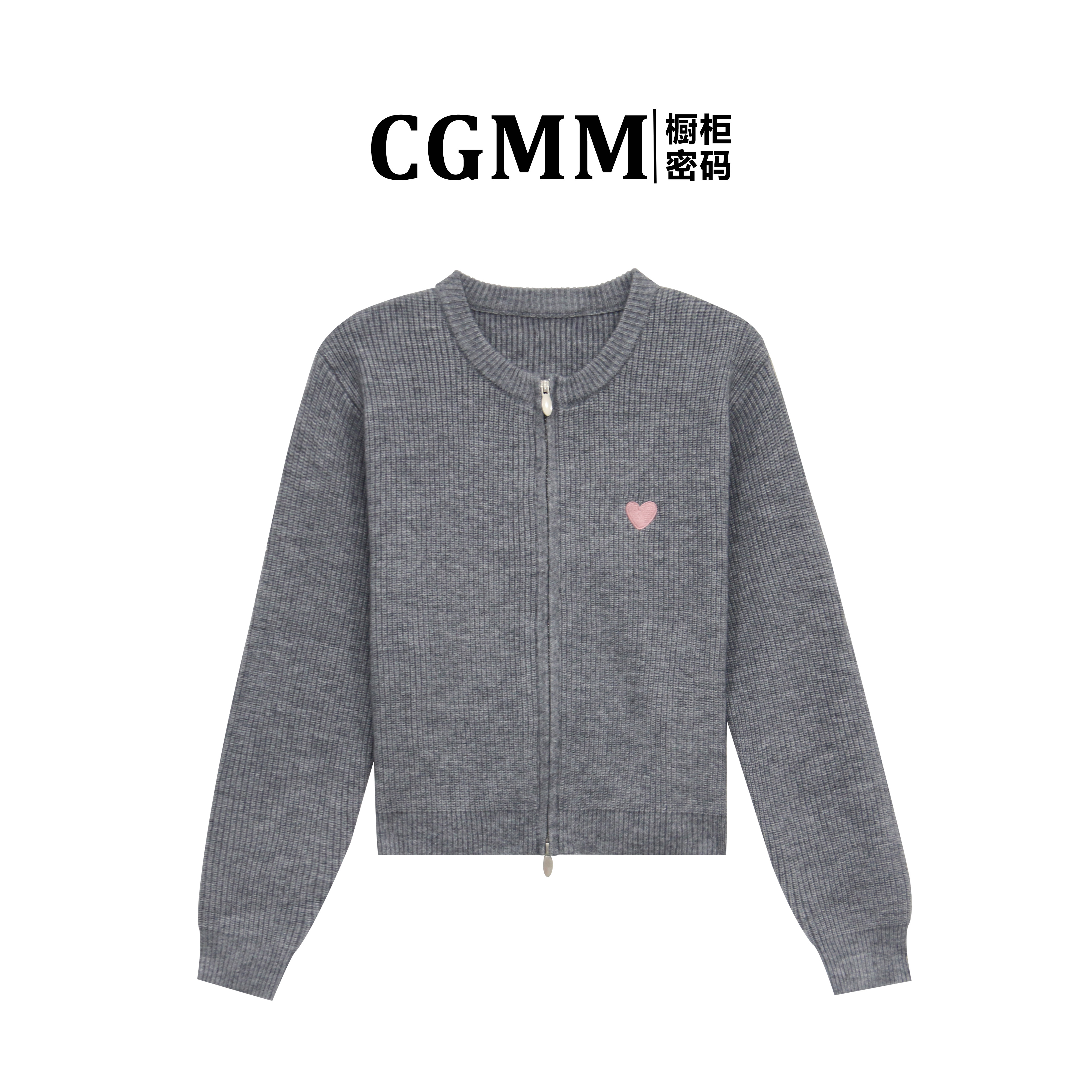 CGMM/橱柜密码新款时尚双拉链爱心刺绣圆领毛衣DSOMB261