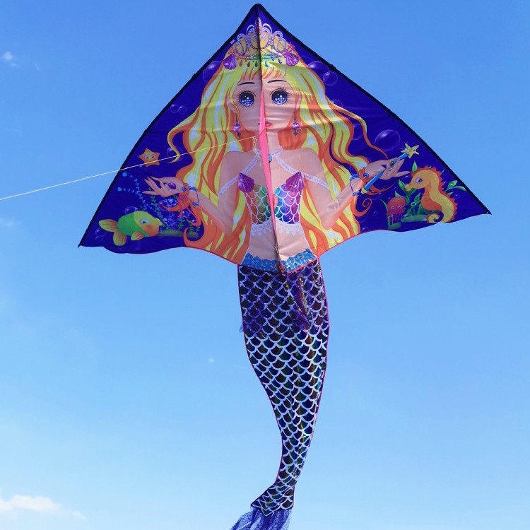 2023年新款裙纱美人鱼风筝儿童女生卡通公主三角高档微风易飞小号
