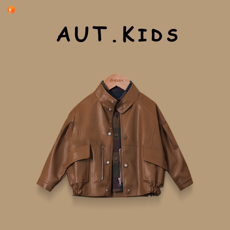 男童皮衣加绒外套新款秋冬款洋气儿童机车皮夹克帅气宝宝宽松韩版