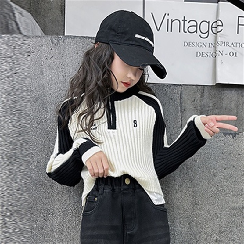 女童毛衣2023新款6-12岁15岁中大童小女孩秋冬针织修身弹力打底衫