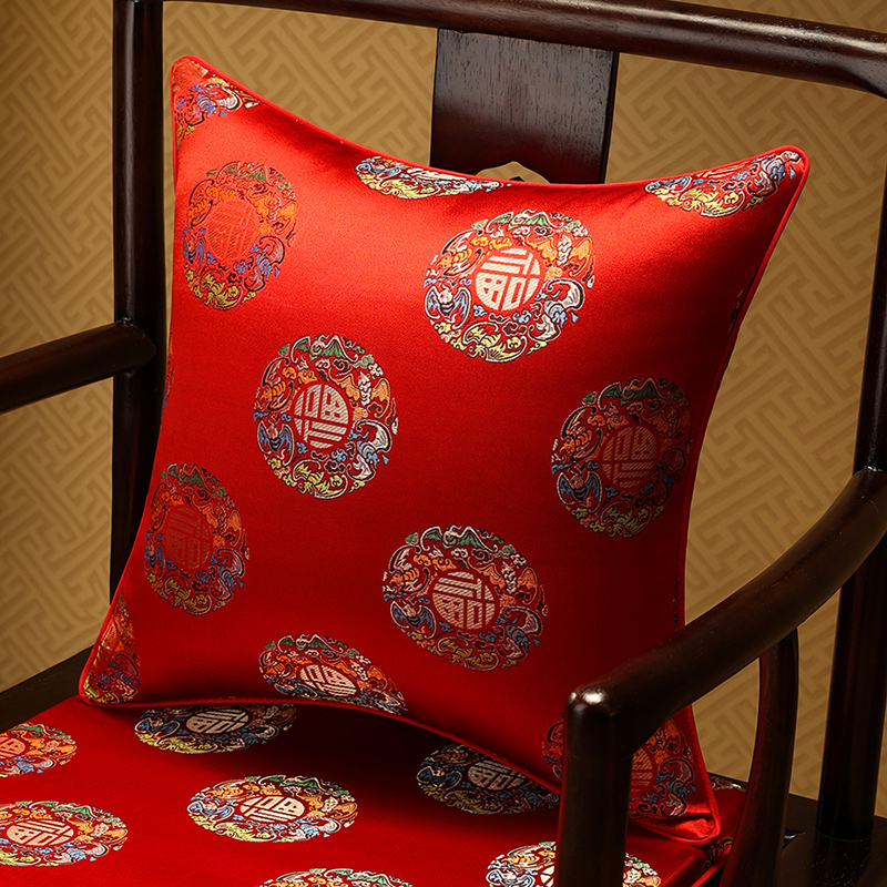 中式新款红色沙发抱枕靠垫茶椅腰枕沙发枕头床头抱枕护腰垫含芯