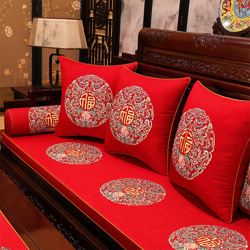 【福运连连】新中式红木沙发坐垫罗汉床飘窗垫沙发防滑海绵大靠背垫