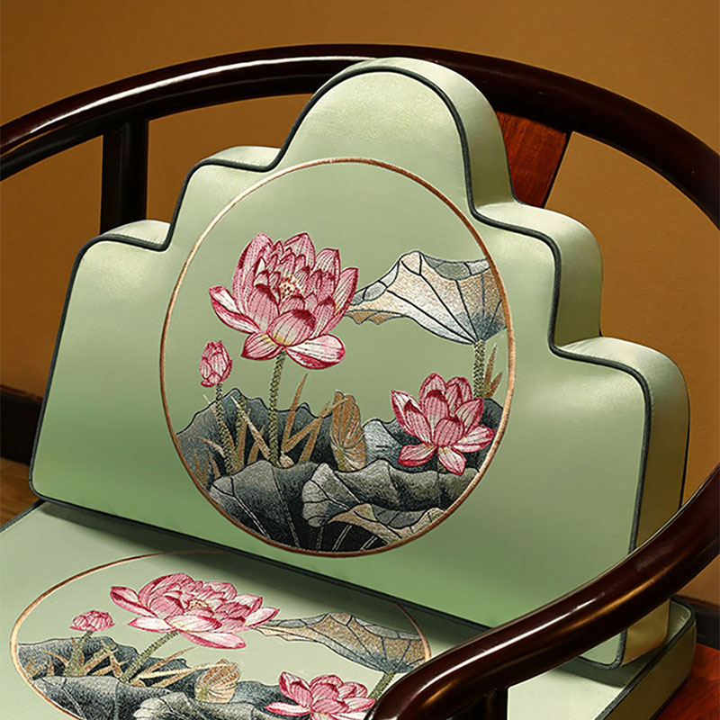 荷花新中式云朵枕椅子坐垫靠背一体护腰靠枕座椅靠背枕客厅靠垫子