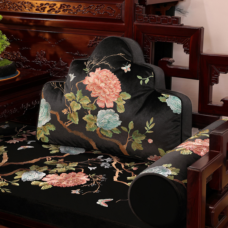 绒布系列云朵靠枕套装椅子红木沙发靠背靠山沙发靠垫罗汉床靠山枕