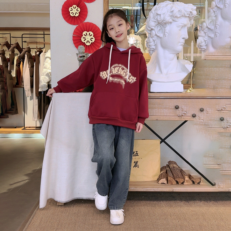 女童春装卫衣2024新款女大童洋气秋季衣服儿童装春秋连帽卫衣百搭