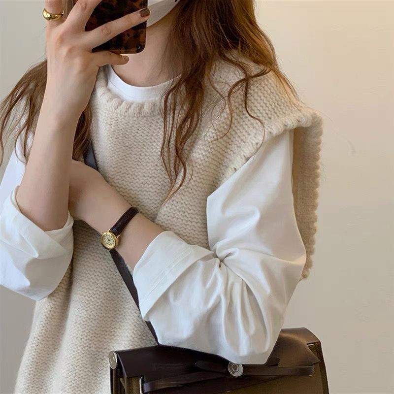 秋季爆款甜美日系软糯针织衫马甲女2023春秋新款宽松外穿减龄可爱