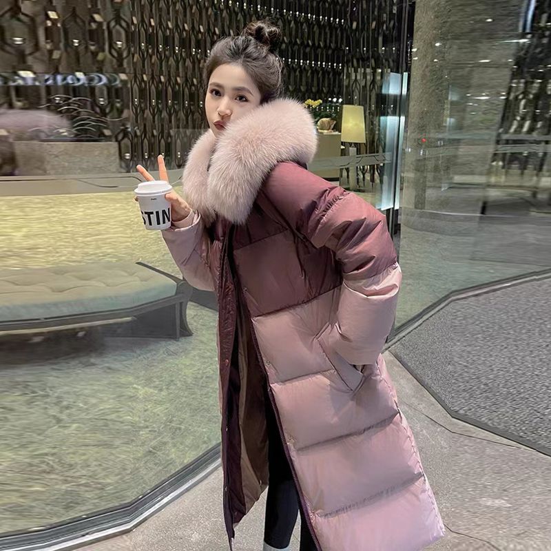 波司澄绒大毛领羽绒服女新款今年爆款洋气中长款过膝加厚外套冬