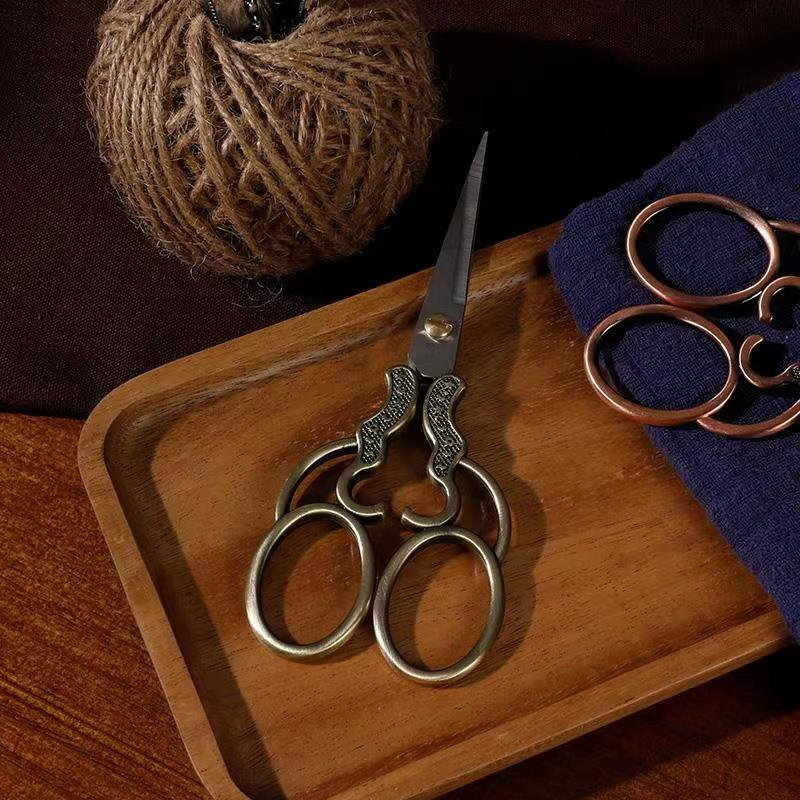 复古不锈钢梅花剪欧式古典彩钛工艺剪刀 手工刺绣DIY美妆工具