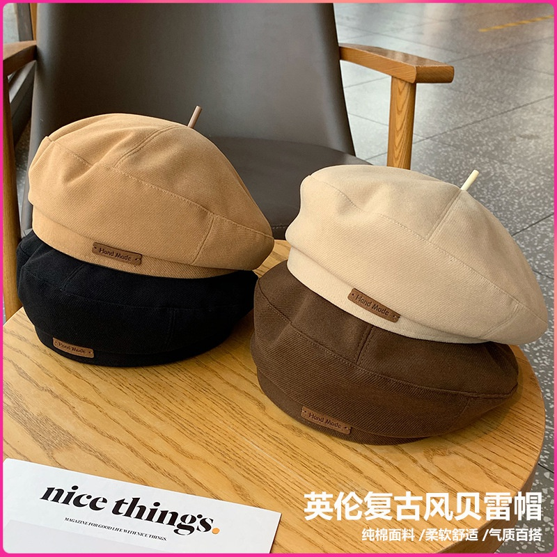 秋冬贝雷帽英伦ins贝雷帽女显脸小 日系复古百搭舒适画家帽子保暖