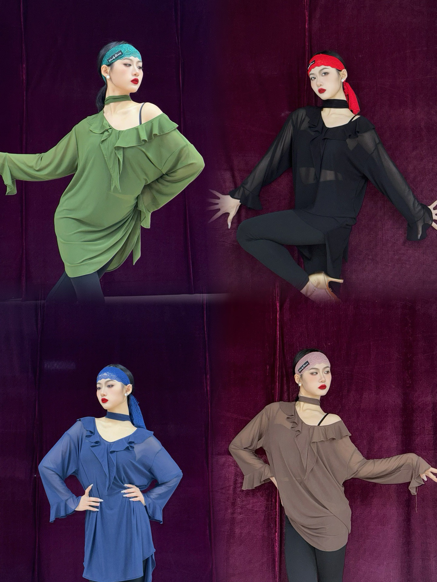 wendy舞服网纱罩衣舞蹈老师上课舞蹈服显瘦长袖时尚休闲