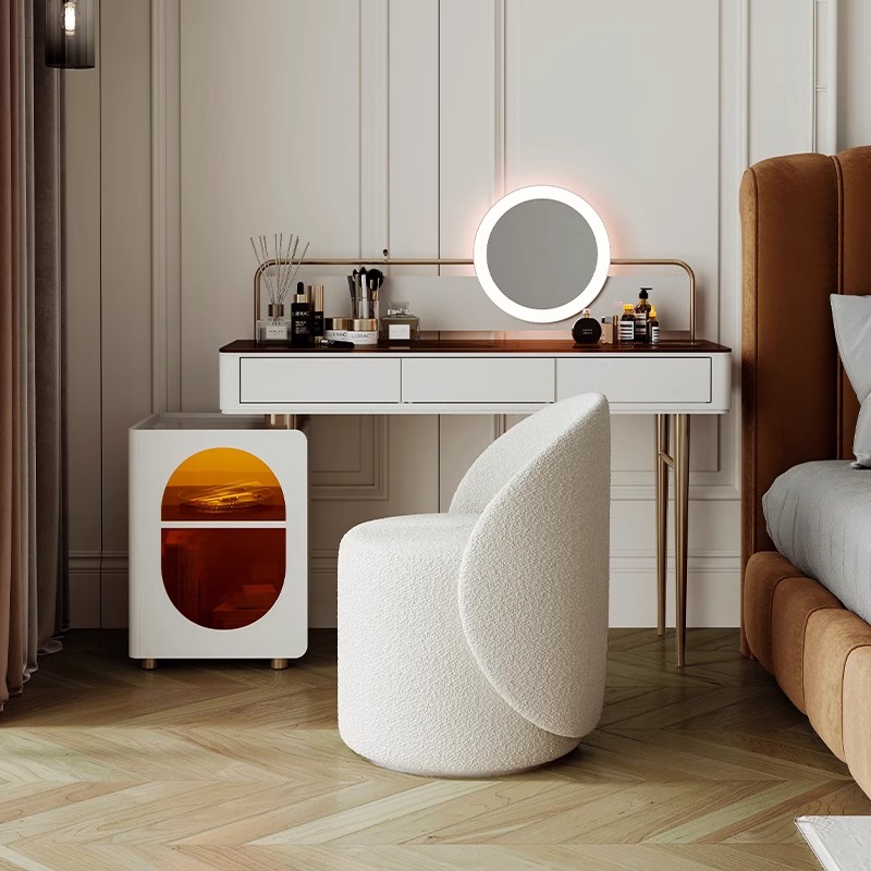 棠克北欧轻奢靠背梳妆凳家用卧室化妆凳现代简约网红可旋转妆台凳