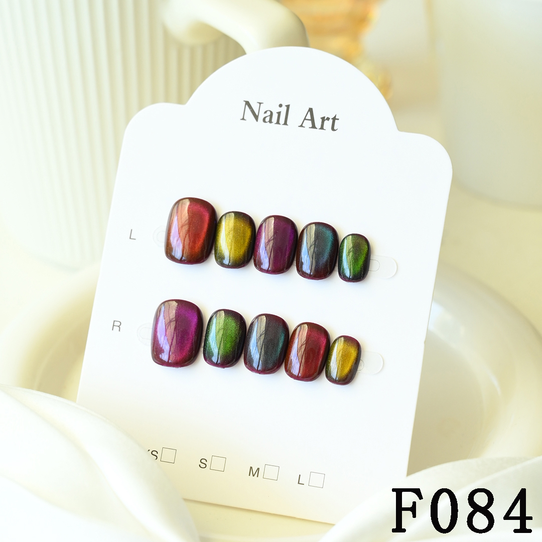 【五彩玻璃珠猫眼】纯手工穿戴甲 新款辣妹甜酷短款穿戴美甲甲片