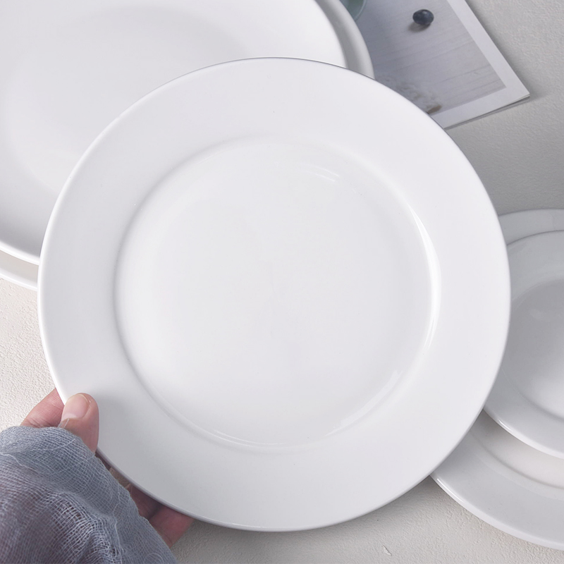 平盘浅盘碟子菜盘家用纯白骨碟酒店饭店大排档西餐牛排盘简约餐具