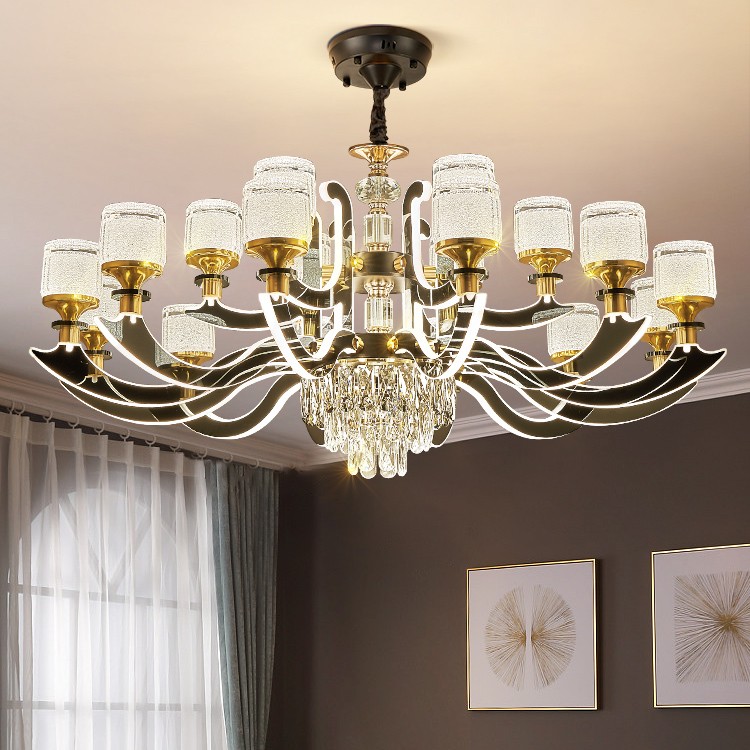 轻奢水晶吊灯大气别墅客厅灯2025年新款大厅大灯现代餐厅灯具套餐
