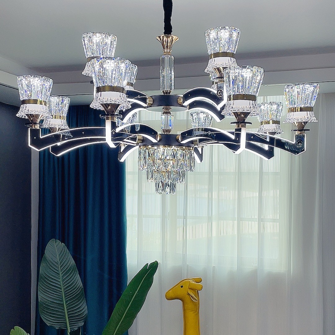 超亮现代轻奢水晶吊灯高端简约大气主灯客厅餐厅灯臂发光灯具