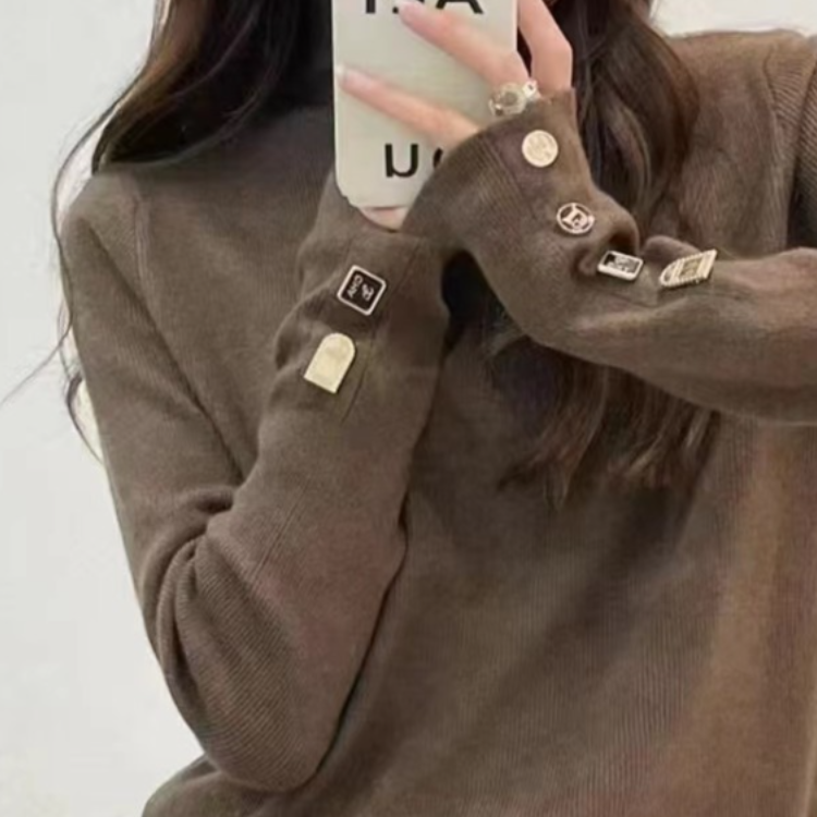 毛衣针织E201-E299O站流行针织衫上衣半高领圆领长袖百搭