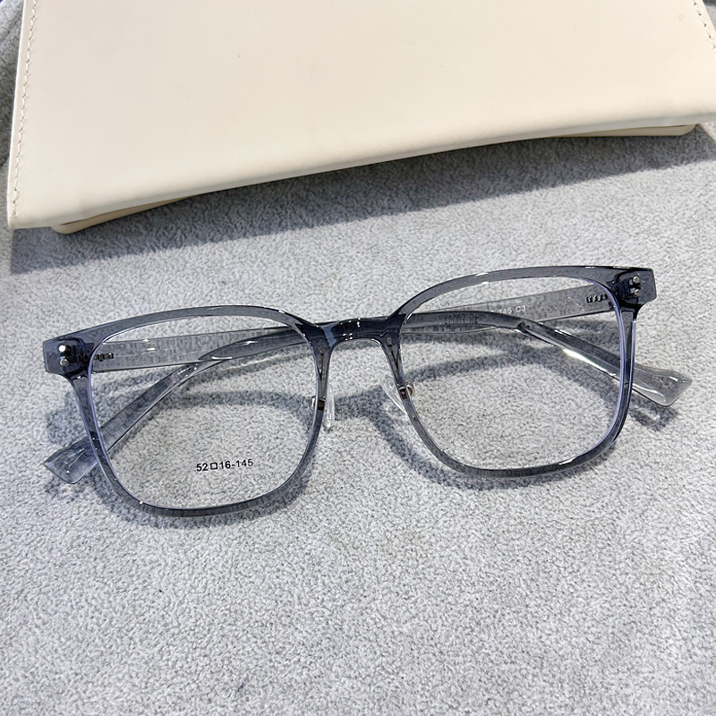 透明灰近视眼镜框大框圆脸网红款素颜女防蓝光抗辐射男士配有度