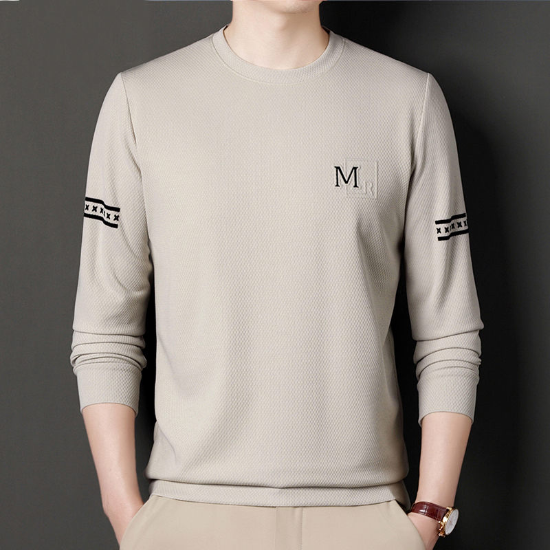 2023秋季新款中青年男士长袖T恤圆领百搭休闲卫衣薄款宽松体恤衫