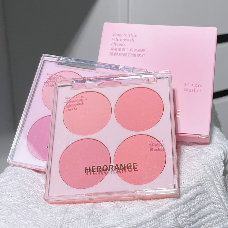 HERORANGE缤纷甜颜四色腮红 纯欲自然显白哑光腮紫少女提气色橘色