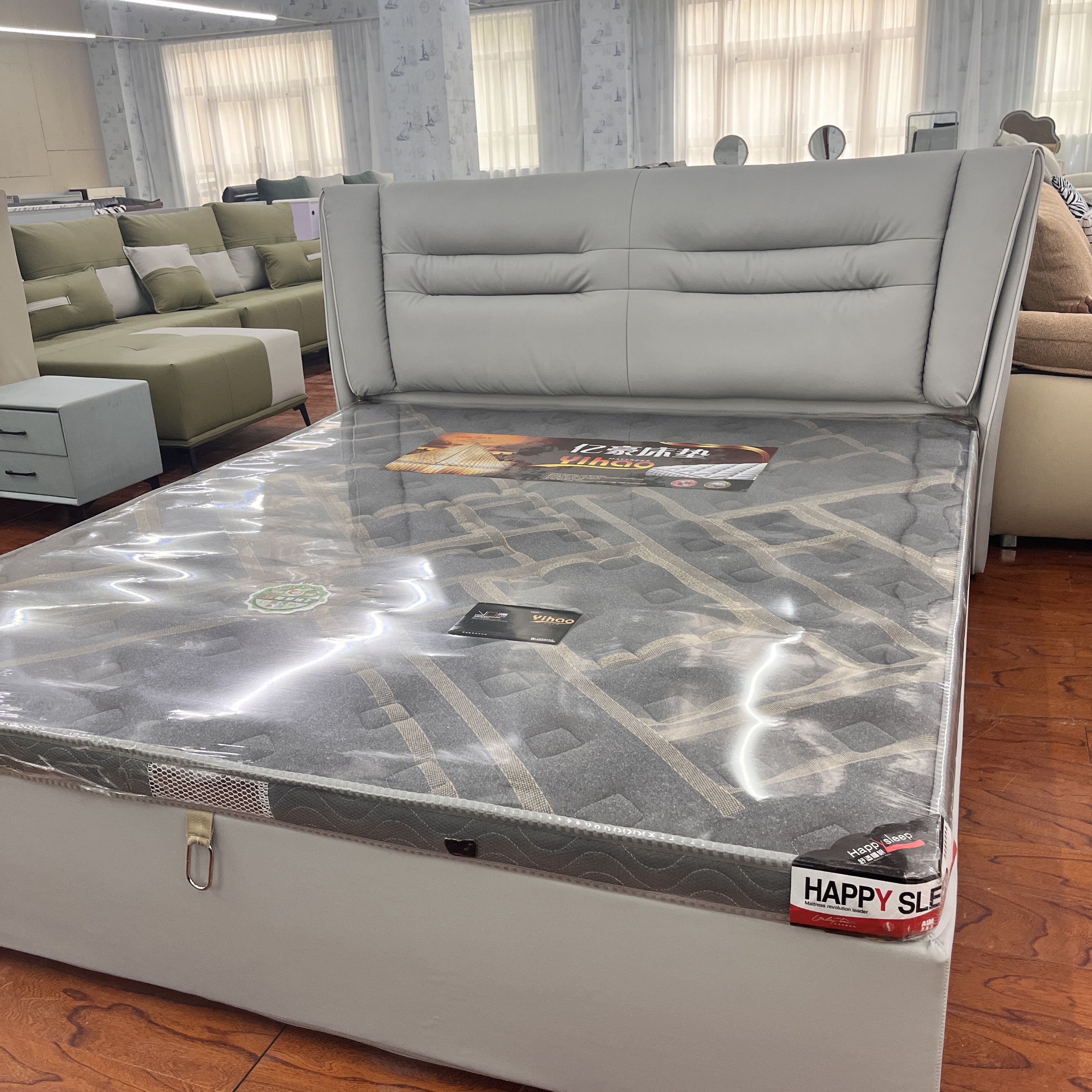 【新疆包邮】高箱储物猫抓皮主卧大床双人床软体床现代简约1.8*2M床