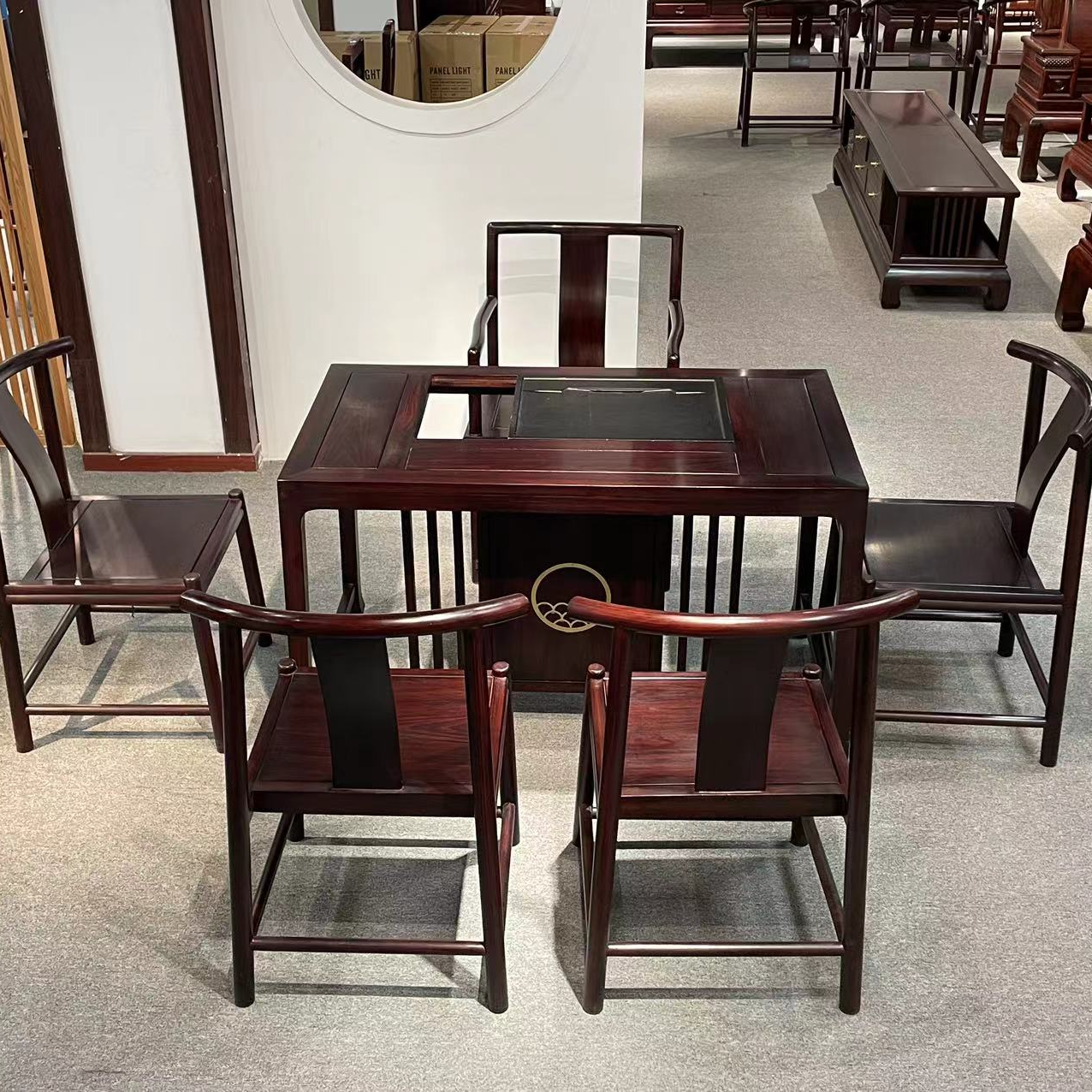 1米18新中式泡茶台酸枝木茶台 简约办公室茶台家用泡茶桌