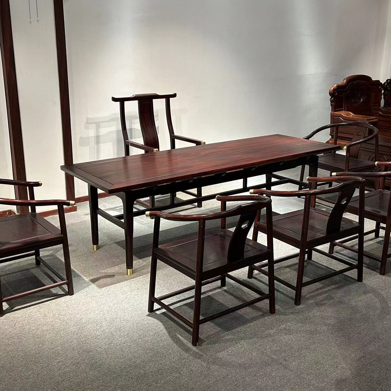 2米36干泡茶台南美酸枝木茶台 简约办公室客厅茶台家用泡茶桌