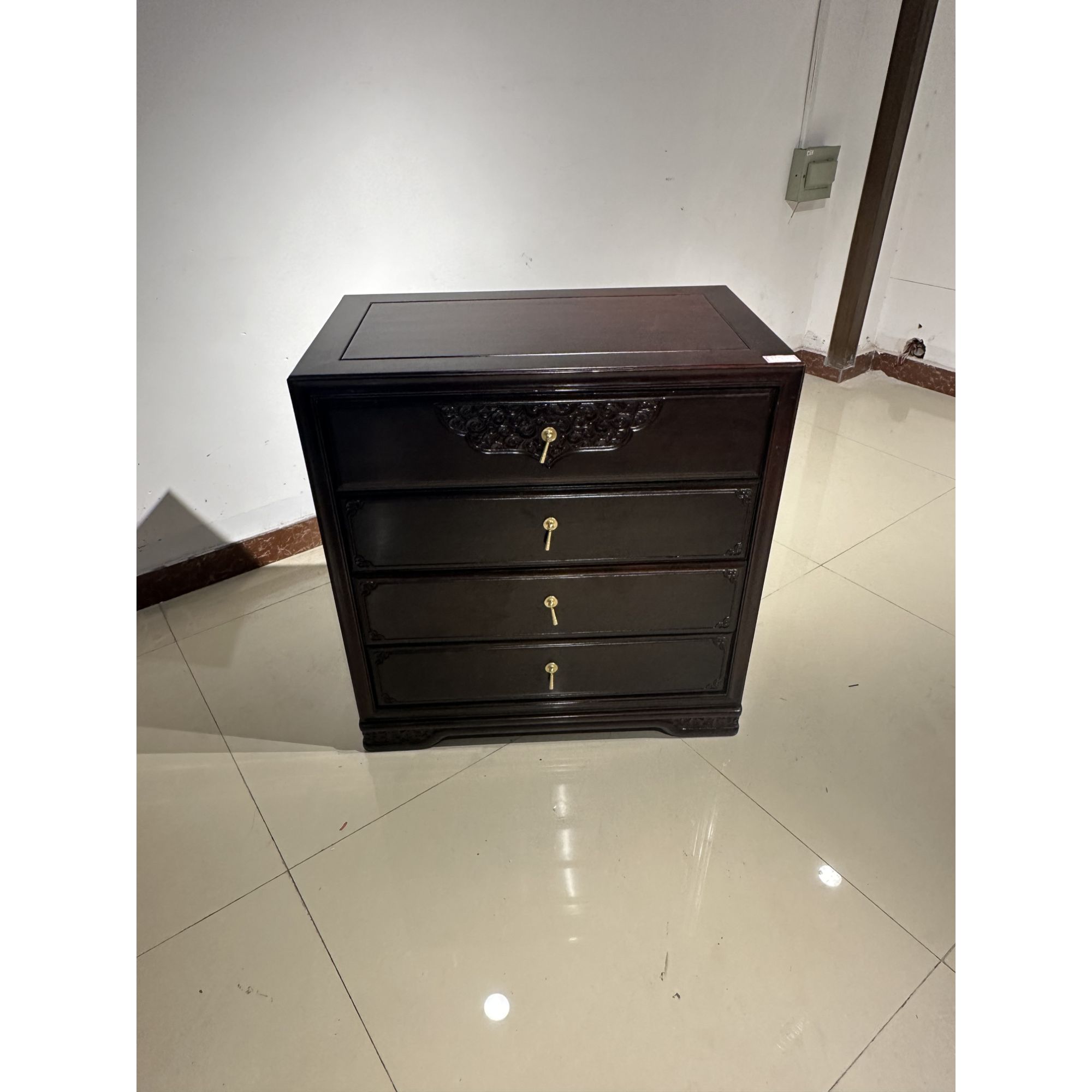 南美酸枝木四斗柜储物柜81长48宽84高大抽屉五福临门酸枝