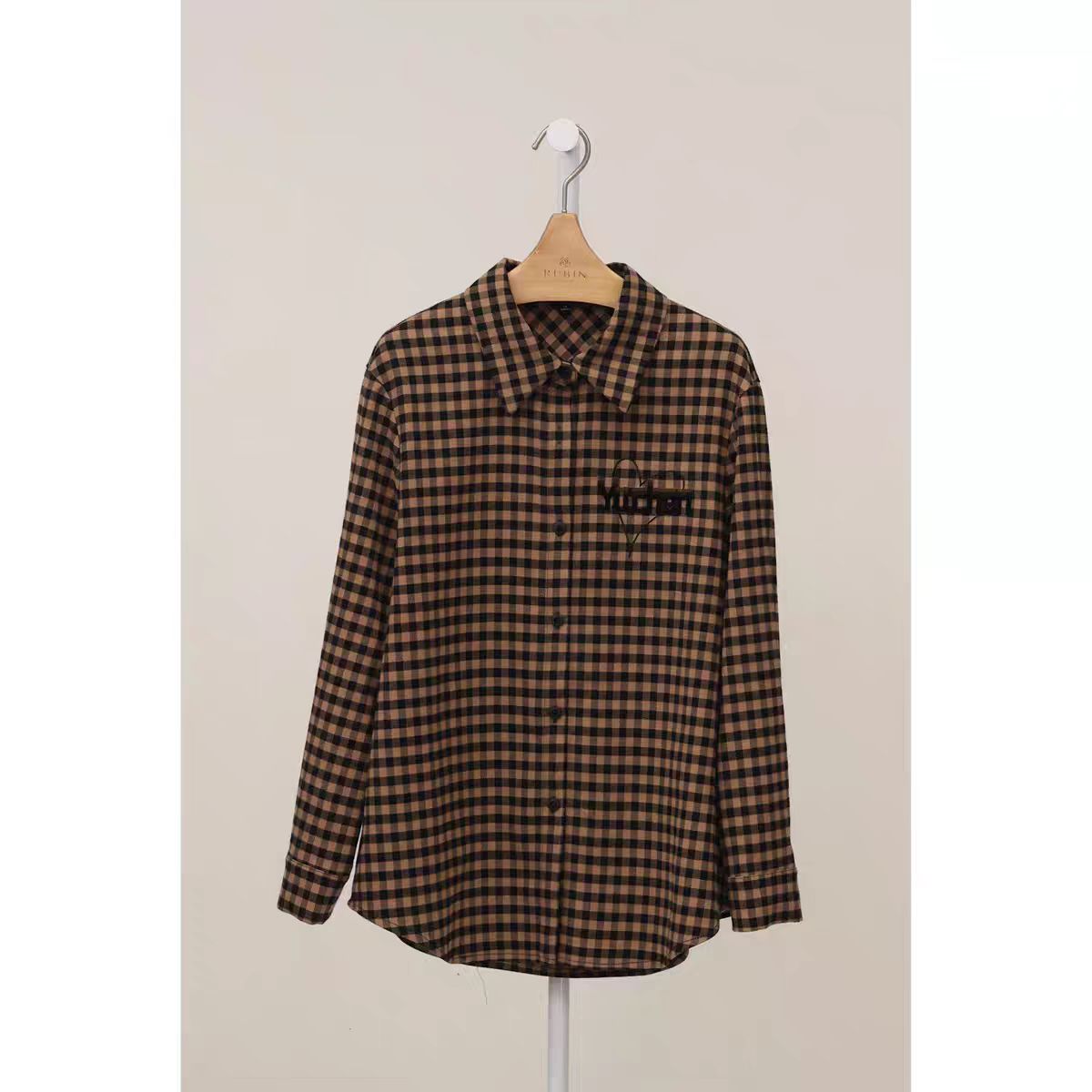 秋冬新款格子衬衫女长袖复古文艺保暖衬衣