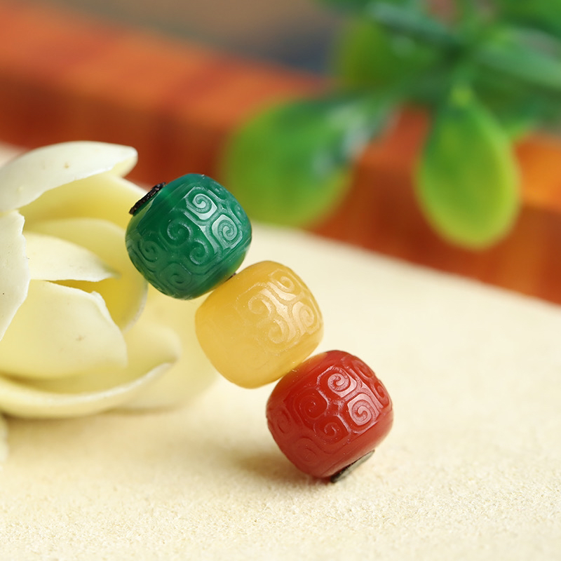 9mm+红绿灯老型回纹珠川料樱桃红虎眼石菩提星月108文玩配饰